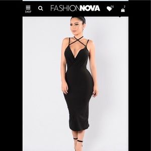 Black Cross Neck Midi Dress